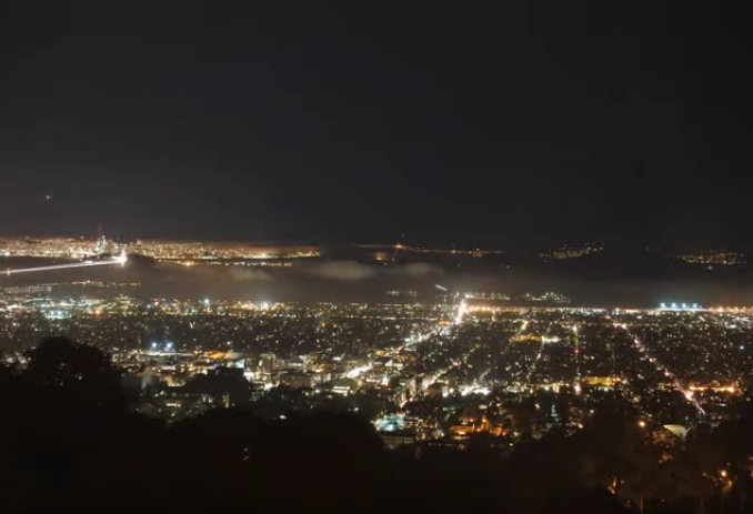 A view of the Bay Area from The Lawrence at night