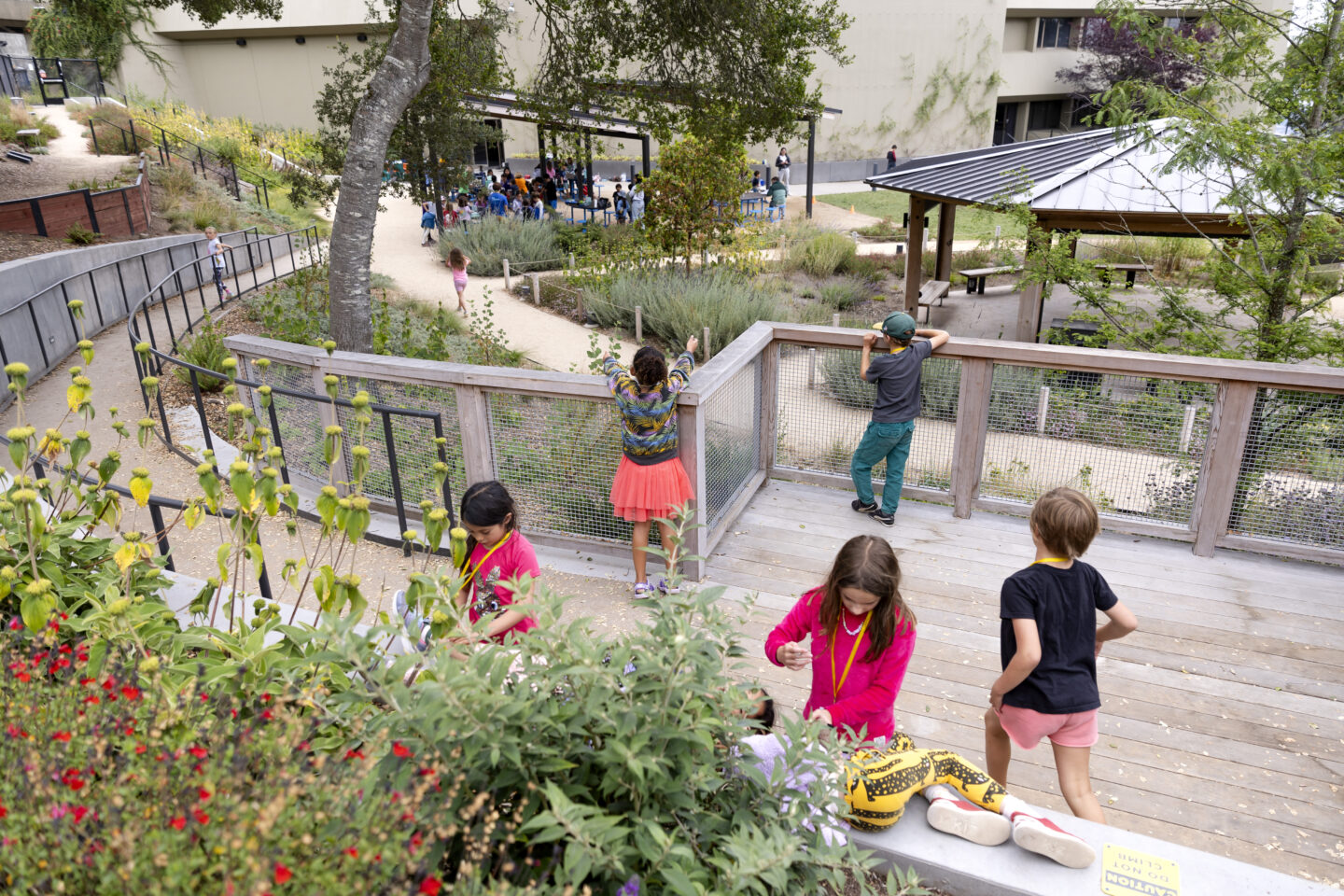 Children and visitors enjoy being in nature in the Outdoor Nature Lab