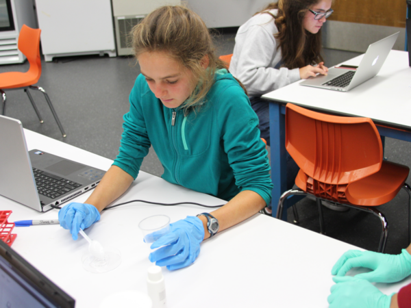 A student is using gene-editing in the Biotech Genetics Teen Research Program.