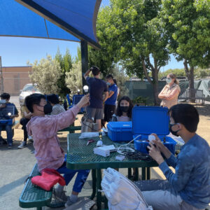 Students are participating in a science activity at Solar Camp