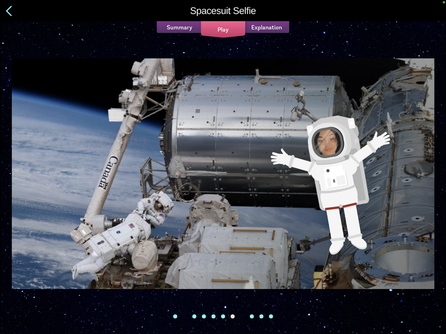 DIY Solar System ipad view of app - Spacesuit Selfie