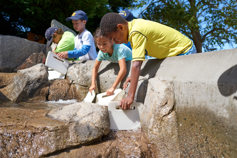 Children playing at Forces that Shape the Bay.