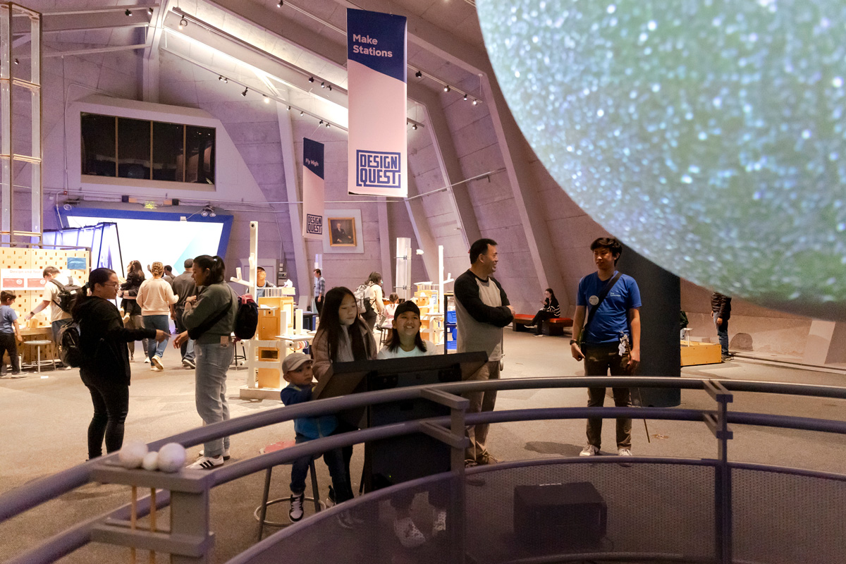 Inside view of building: Science on a Sphere and Design Quest Exhibits