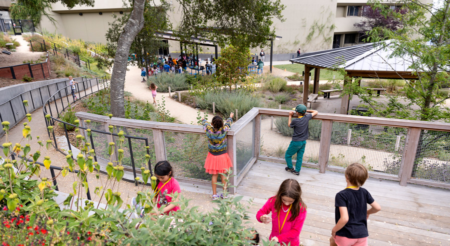 Children visit the Outdoor Nature Lab