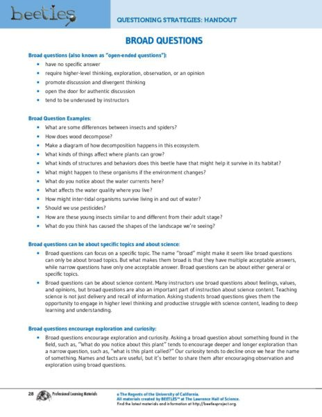 Broad Questions preview