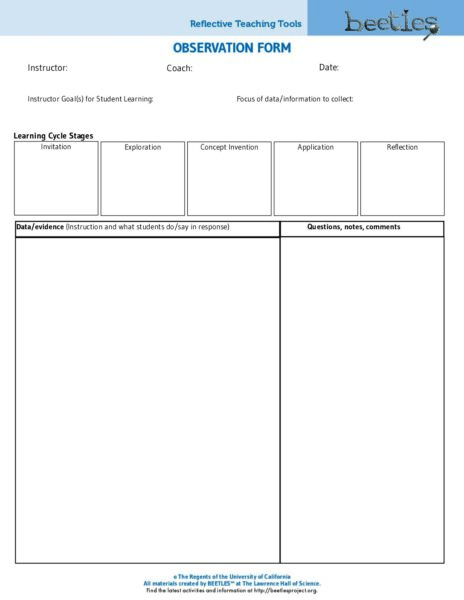 Coaching Observation Form preview