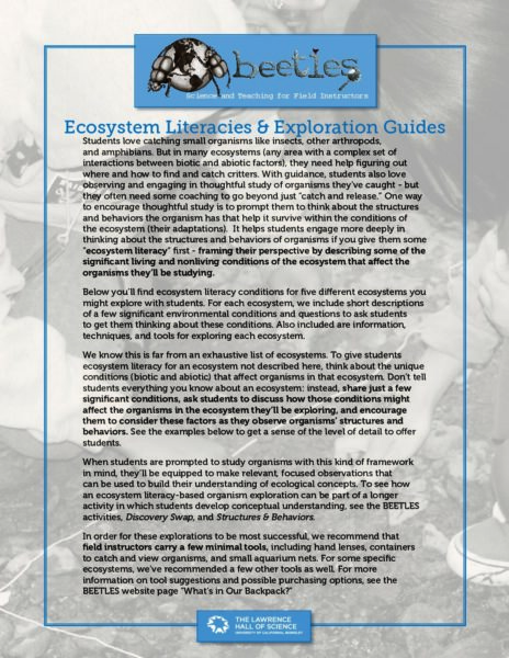 Ecosystem Literacies And Exploration Guides preview