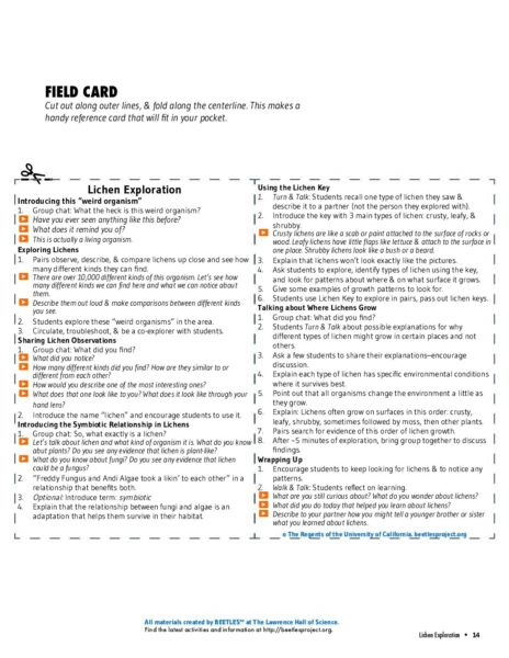 Field Card Lichen Exploration preview