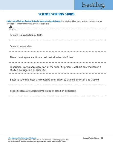 Science Sorting Strips preview