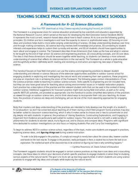 Teaching Science Practices In Outdoor Science Schools preview