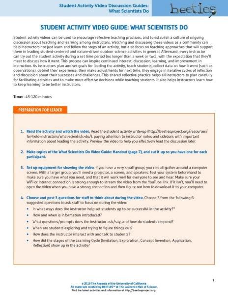 What Scientists Do Video Guide preview