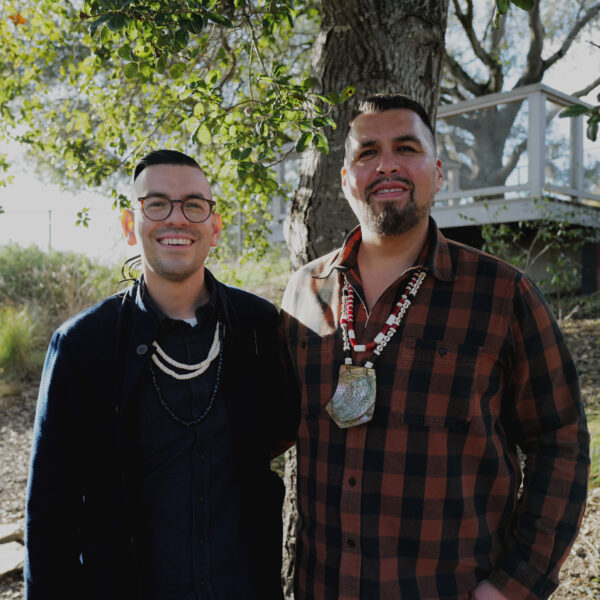 Vincent and Louis in an outdoor area.