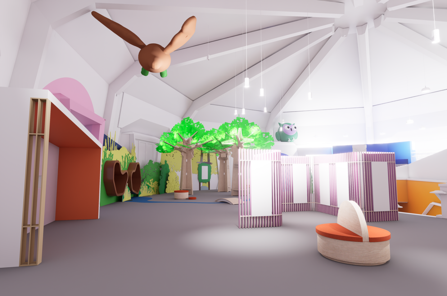 A 3D rendering of the new lobby at The Lawrence