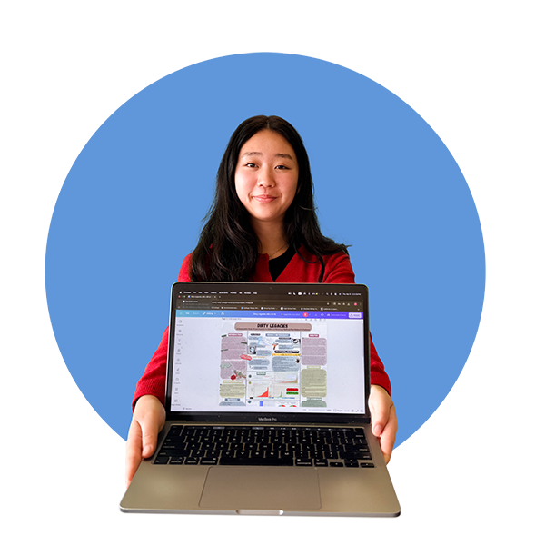 Community Science Hero Emma Wang, holding a laptop computer