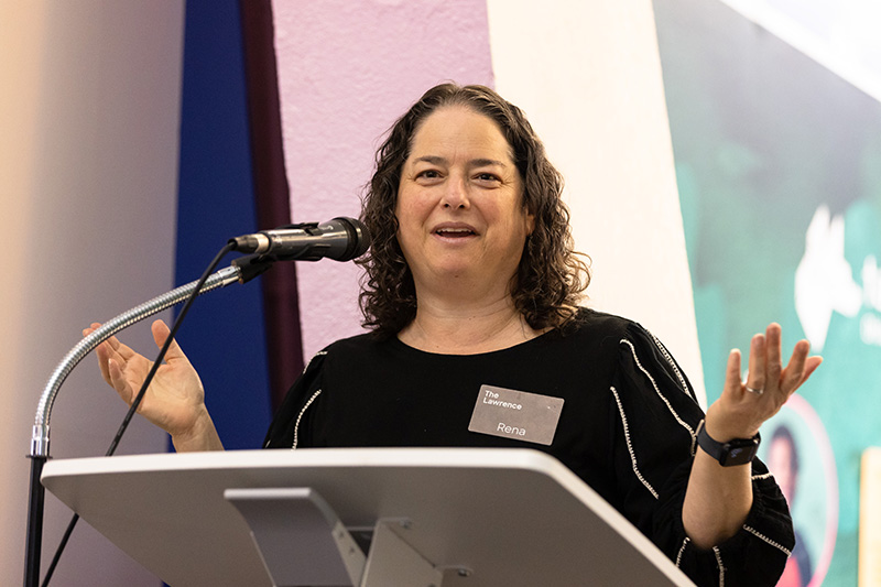 Rena Dorph, Director of The Lawrence Hall of Science, delivers opening remarks